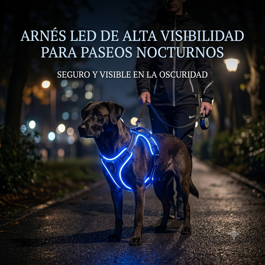 Arnés LED Recargable para Perros | Máxima Seguridad en Paseos Nocturnos