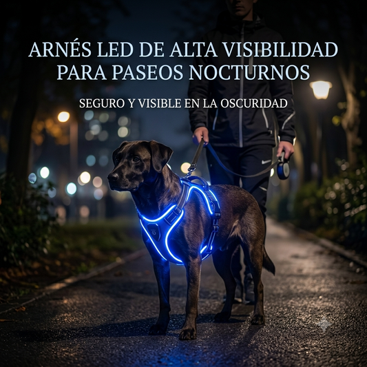 Arnés LED Recargable para Perros | Máxima Seguridad en Paseos Nocturnos